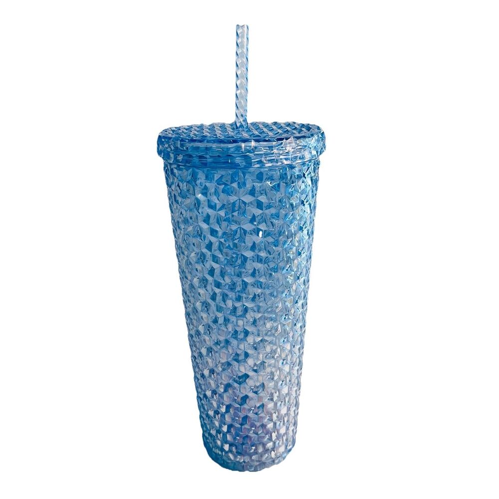 Mainstay 26oz Textured Tumbler w/ Lid & Straw - Blue